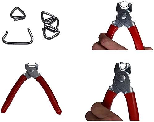 HARDK Hog Ring Pliers set Straight with 500PCS Galvanized Hog Rings - Perfect for Furniture Upholstery, Auto Upholstery, Plastic Meat & Sausage Casings