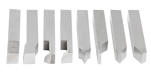 Accusize Industrial Tools 1/2'' 8 Pcs Hss Tool Bit Set, Pre-Ground for Turning and Facing Work, 2662-2004
