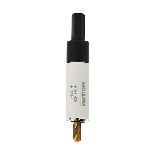 Mollom (19mm | 3/4") HSS M42 with 8% Cobalt BI-Metal Hole Saw with 2 Pilot Drill Bits & Arbor Smooth Cutting for PVC,Drywall,Wood,Plastic,Gypsum Board,Rubber