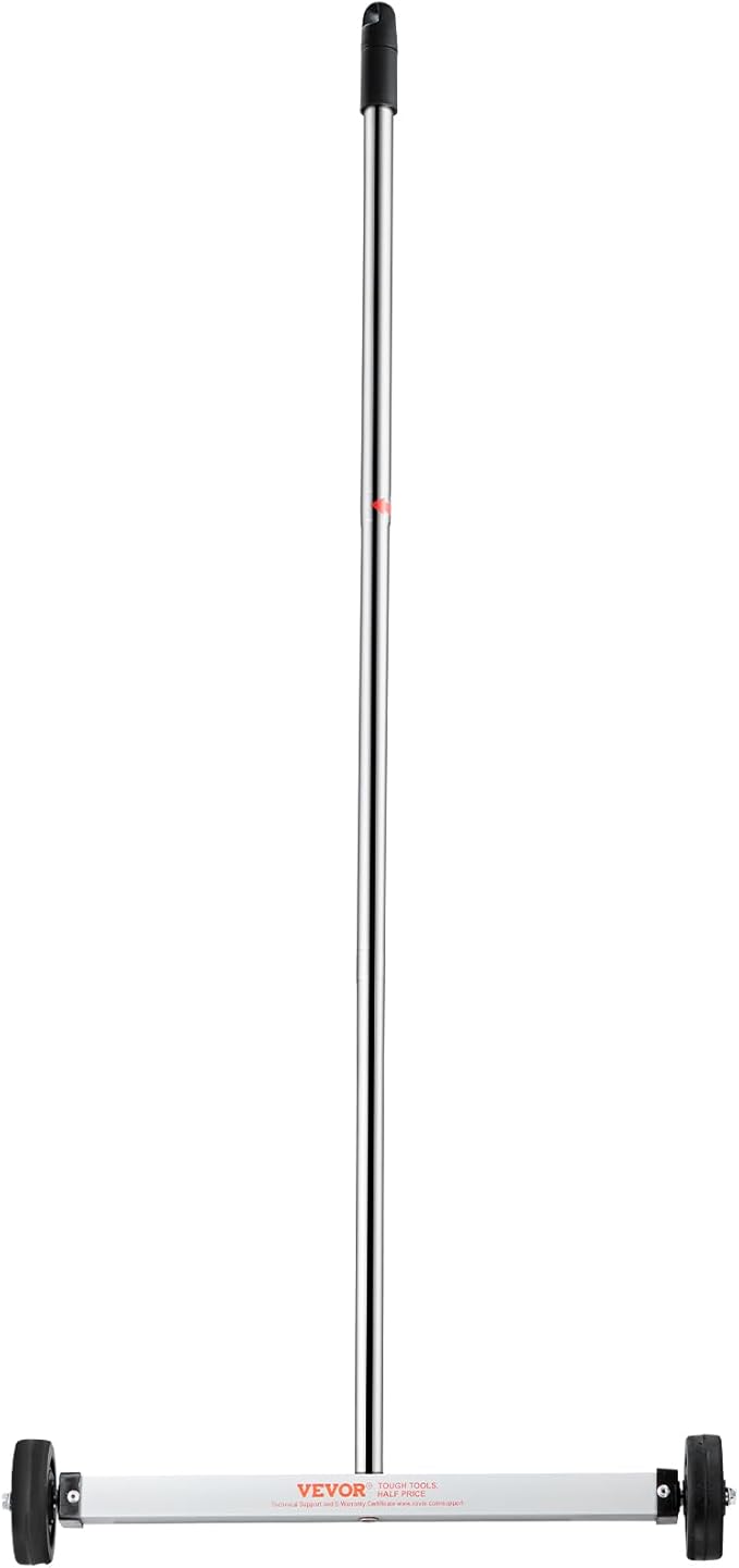 VEVOR Magnetic Pick Up Sweeper 17-inch Heavy Duty Magnet Pickup Lawn Sweeper Roofing Tools, 10 Lbs Yard Magnet with Telescoping Holder and Wheels to Pick Up Nails Magnetic Sweeper for Construction