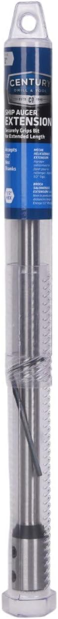 Century Drill & Tool ??38113 12??Ship Auger Extension ??Accepts 1/2??Shank, 쩍??Hex Drive with Extended Reach