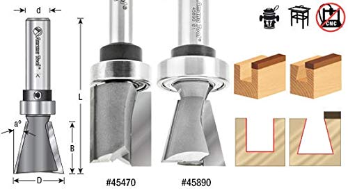 Amana Tool - 45470 Carbide Tipped Straight Plunge 5/8 Dia x 3/4 x 1/4" Shank with Uppe