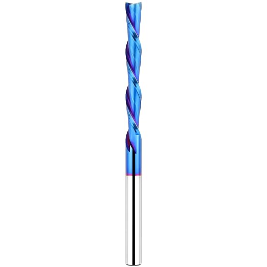 Spiral Router Bits with Downcut 4 inch Extra Long1/4 inch Cutting Diameter 2 inch Cutting Length, Solid Carbide CNC Router Bit Carving Tool