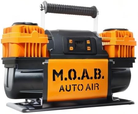 EZ FLATE M.O.A.B. Auto Air Compressor w/LCD Display, Set Target Pressure, dual air compressor, 10.6 CFM Offroad Air Compressor 4x4, 150 PSI, Inflator With Pressure Gauge