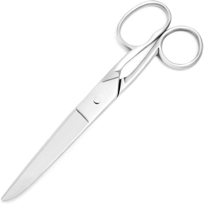 Silver Office Scissors, Heavy Duty Sewing, Tailor Fabric Sewing Paper Cutting Shears Stainless Steel Cutter Leather Art Craft Office Scissors (6 Inch)
