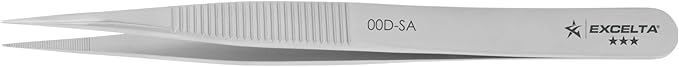 Excelta Straight Medium Point Tweezers, Anti-Magnetic Stainless Steel, Ideal for General Purpose Use, 4.75??Length, Professional