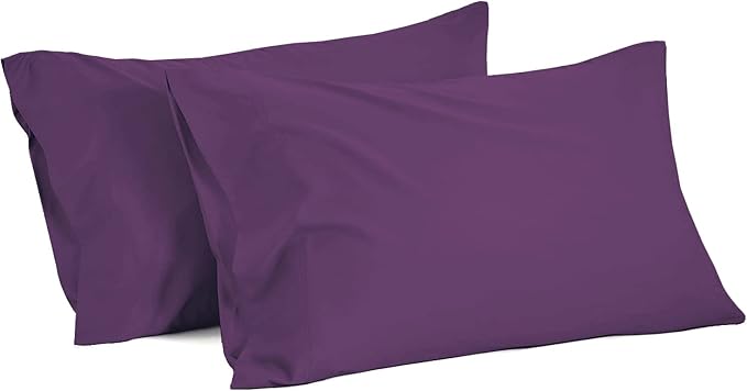 2Pcs Pillowcase 800 Thread Count 100% Egyptian Cotton Pillows for Sleeping, Soft & Silky Sateen Weave Bed Pillow Cover Long-Staple Standard Pillowcase Set of 2 Size (20"x40") - Plum Solid