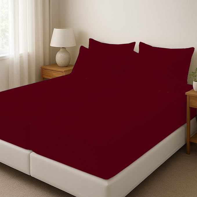Silentnight Split California King Sheets for Adjustable Beds 5-Piece Split California King Sheet Set, 800 Thread Count 100% Egyptian Cotton,21" Deep Pocket Adjustable Bed Sheets, Burgundy Stripe