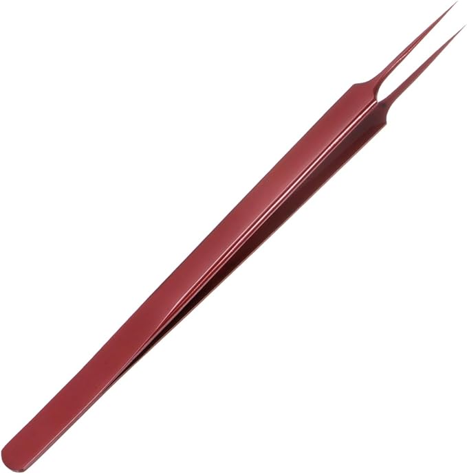 HARFINGTON Stainless Steel Precision Tweezers 6.3 Inch Long Handle Pointed Tip Tweezers Multi Purpose for Craft Industrial Work Laboratory Use, Red