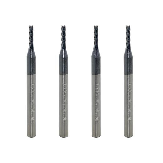 Carbide Square End Mill for Alloy Steels/Hardened Steels, 1/16" End Mill Bits, 4 Flute HRC 55 Deg AlTiN Coating, CNC Router Bits (4 Pcs)