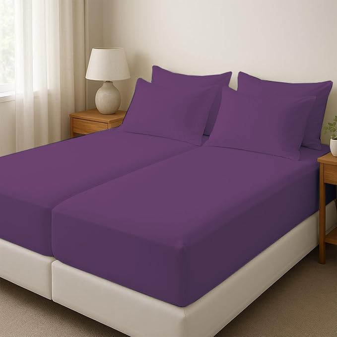Split California King Sheets for Adjustable Beds 5-Piece Split California King Sheet Set, 800 Thread Count 100% Egyptian Cotton,15" Deep Pocket Adjustable Bed Sheets, Plum Solid