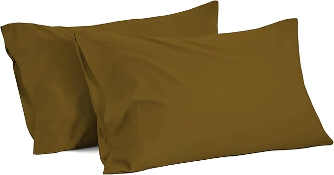 2Pcs Pillowcase 800 Thread Count 100% Egyptian Cotton Pillows for Sleeping, Soft & Silky Sateen Weave Bed Pillow Cover Long-Staple Standard Pillowcase Set of 2 Size (20"x30") - Taupe Solid