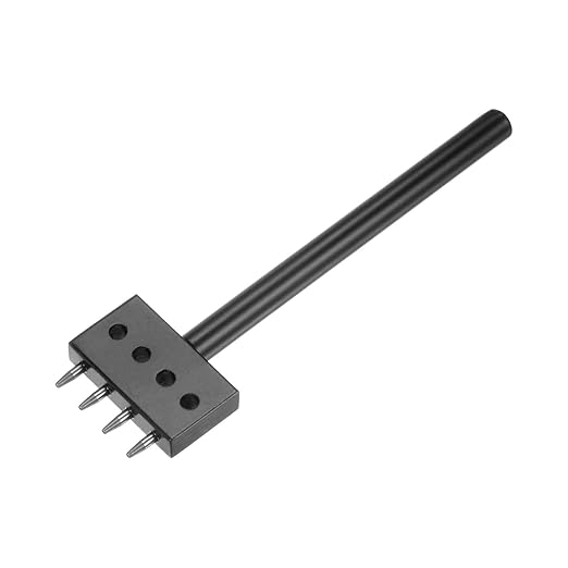 uxcell 4 Prong Leather Prong Punch Tool 8mm Steel Prong Row Round Hole Stitching Chisel for Leather Craft