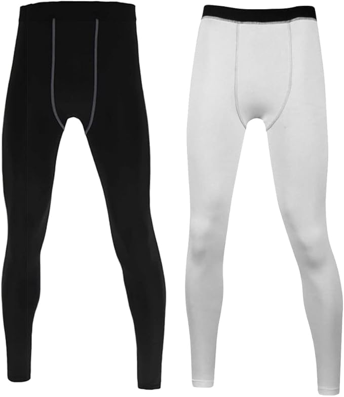LANBAOSI Youth Boys Compression Leggings Athletic Pants Base Layer Football Workout Tight
