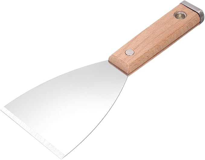 uxcell Putty Knife 3" Stainless Steel Paint Scraper Flexible Drywall Repair Mud Knife Wood Shank for Removing Cement Wallpaper Mud Adhesive Taping with Metal Hammer End