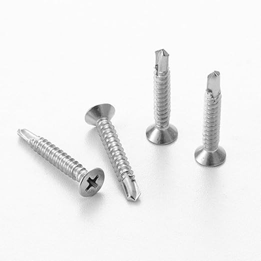 #12 x 1-1/2" (50 Pack) Flat Head Sheet Metal Screws Self-Tapping Screw Phillips Head Self Drilling Screws, 410 Stainless Steel