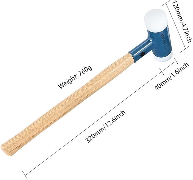 Non Rebounding Hammer Dead Blow Hammer Nylon Hammer Face Filled With Steel Shot Face Diameter 40mm/1.6inch (Wooden handle, 40)