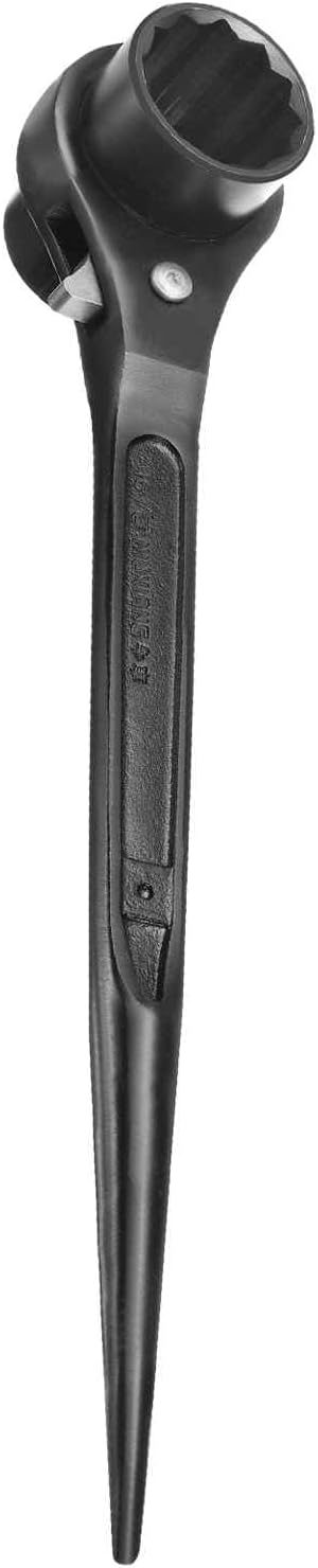 HARFINGTON Scaffolding Podger Ratchet Wrench 41mm x 46mm CR-V 12 Point Double Ended Socket Ratcheting Podger Scaffold Spud Spanner Tool for Auto Repair Mechanical Maintenance, Black