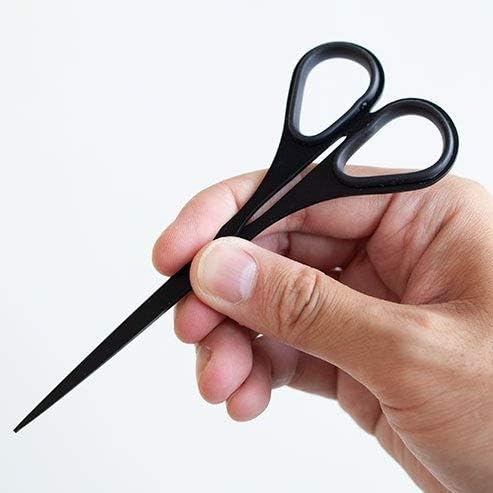ALLEX Small Black Scissors for Office 5.5" [Non-Stick], All Purpose Slim & Thin Low Profile Scissors, Made in JAPAN, All Metal Japanese Stainless Steel Blade with Non-Slip Soft Ring, Black Pink