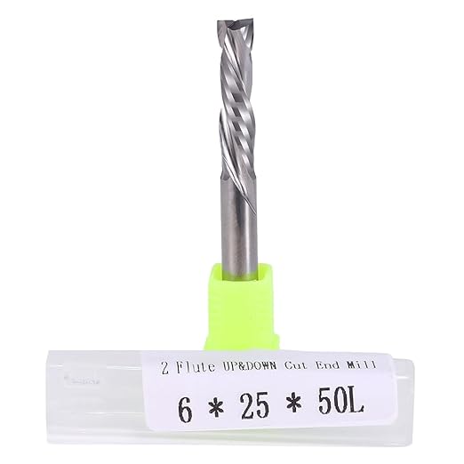 Up & Down Cut Bit 6mm (0.236") Shank with 6mm (0.236") Cutting Diameter,Compression Bit Spiral CNC Router Bits End Mill Tungsten Carbide Milling Cutter Set 2 Pack
