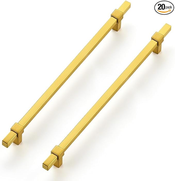 20 Pack Gold Cabinet Handles - 10" Hole Center Cabinet Pulls Drawer Pulls Cabinet Hardware Kitchen Handles for Cabinets