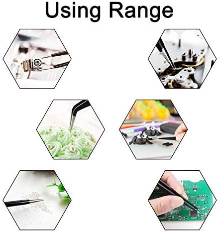 Aoje-Link ESD-34a Professional Anti-Static Precision Technology Tweezers, Non-magnetic Flat Straight, Stainless Steel Plastic Coated, Full Length 120mm, Black, 2pcs
