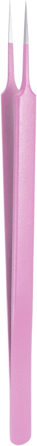 HARFINGTON Stainless Steel Precision Tweezers 6.3 Inch Long Handle Pointed Tip Tweezers Multi Purpose for Craft Industrial Work Laboratory Use, Pink