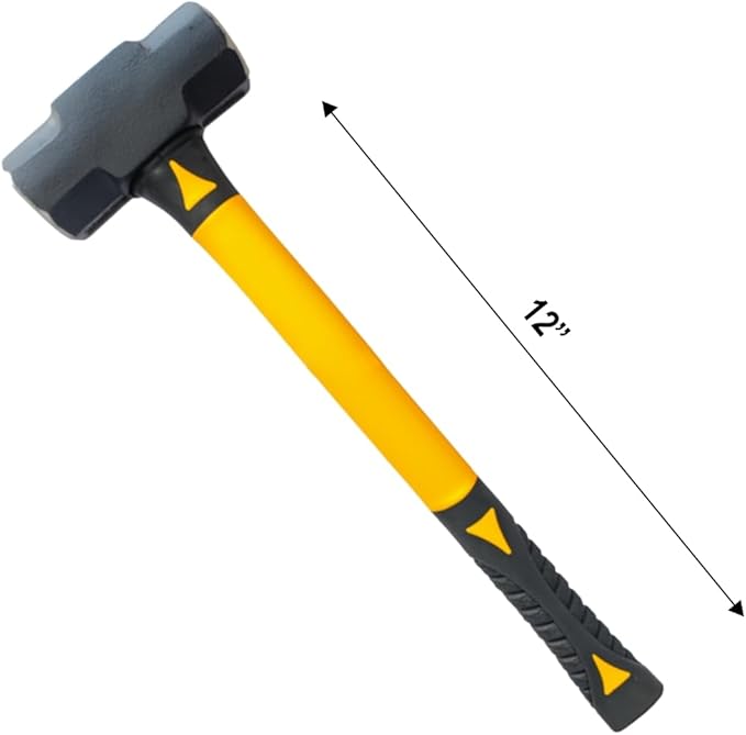 Sledge Hammer 3 LB with 10 Inch Fiberglass Handle Length Powder Coated with Polished face Heavy Duty Metalworking Tools for Automotive, Industrial, and Construction E-2257