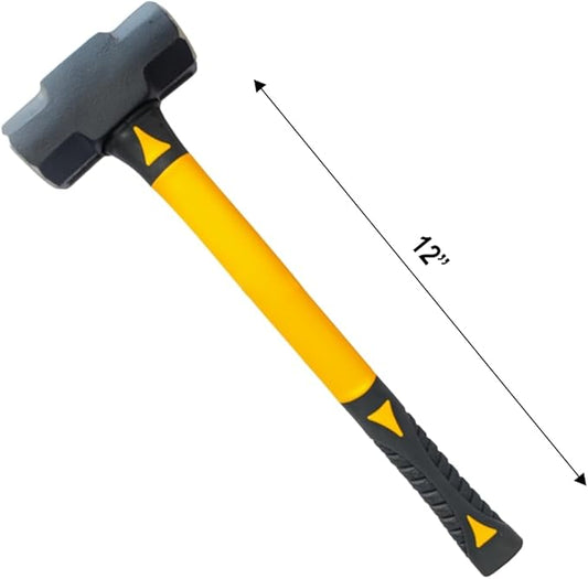 Sledge Hammer 3 LB with 10 Inch Fiberglass Handle Length Powder Coated with Polished face Heavy Duty Metalworking Tools for Automotive, Industrial, and Construction E-2257