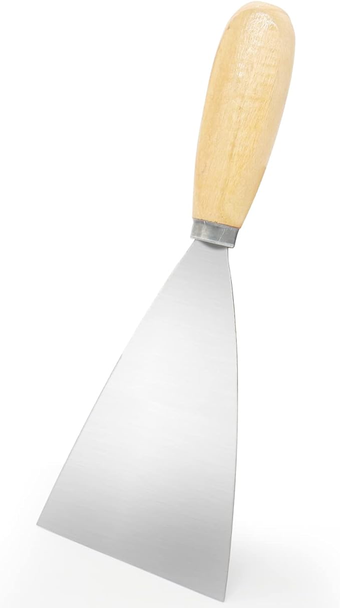Putty Knife, 3.5 Inch Metal Scraper, wooden Handle Spackle Knives for Drywall, Decals, Wall paper, Patching, Painting, Taping, Scraping Coating