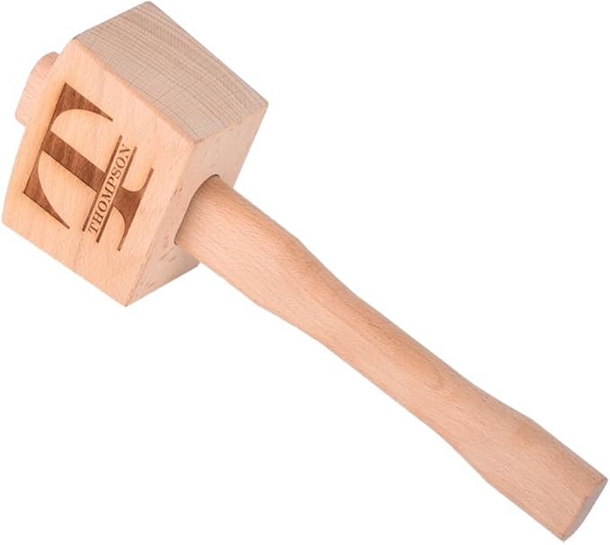 Personalized Wood Mallet, 9.5” Manual Ice Hammer Mallet, Custom Engraved Beech Solid Carpenter Wood Hammer Woodworking Hand Tool