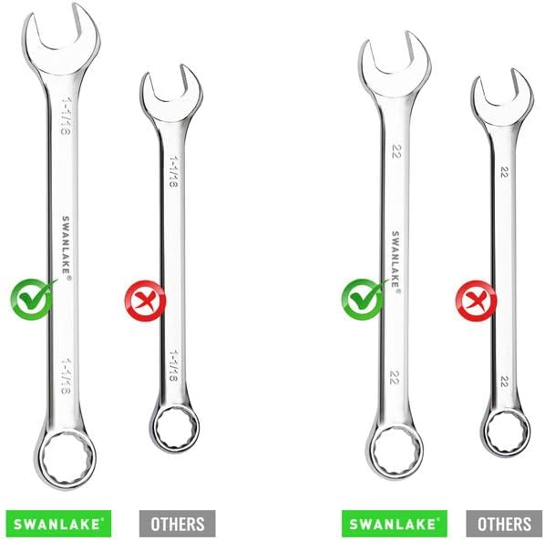SWANLAKE GARDEN TOOLS 15-Piece SAE Wrench Set, V Notch Premium Combination Wrenchs Set, SAE 1/4" to 1", Max Torque, 12-Point, Chrome Vanadium Steel, with Storage Rack