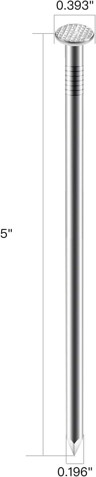 5 inch Hardware Nails, (65pcs) 3 lbs Stainless Steel Nails, Nails for Hanging Pictures, Long Nails, Wall Nails, Wood Nails