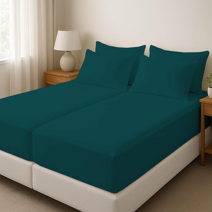 Split California King Sheets for Adjustable Beds 5-Piece Split California King Sheet Set, 800 Thread Count 100% Egyptian Cotton,18" Deep Pocket Adjustable Bed Sheets, Teal Solid
