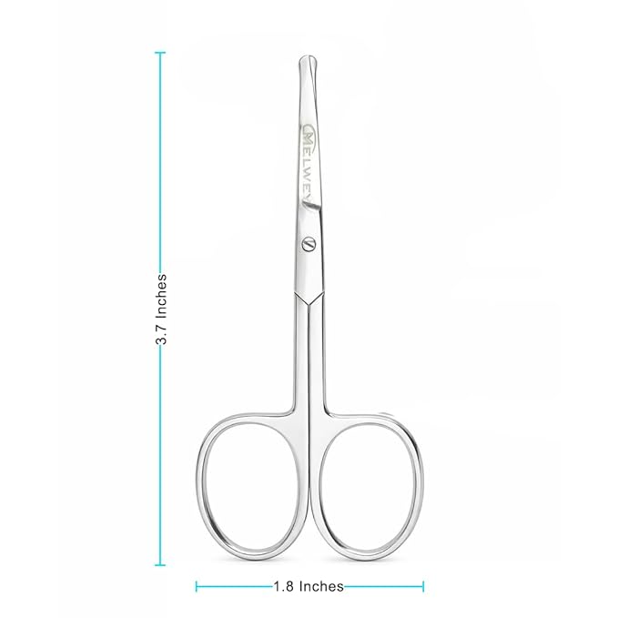 Rounded Stainless Steel Small Facial Hair Scissors ??3.7 Inches ??Rounded Tip Scissors for Nose Hair, Mustache, Beard, Eyebrows, Eyelashes & Baby Nails