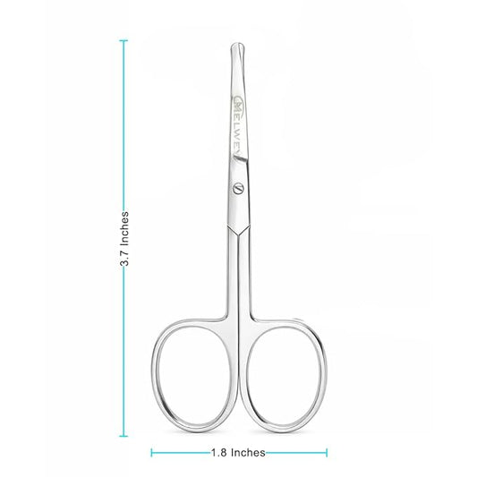 Rounded Stainless Steel Small Facial Hair Scissors ??3.7 Inches ??Rounded Tip Scissors for Nose Hair, Mustache, Beard, Eyebrows, Eyelashes & Baby Nails