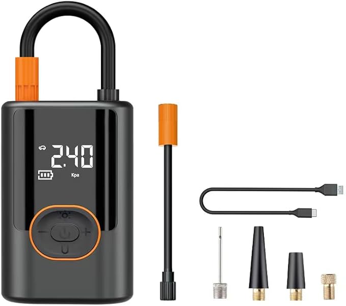 Portable Tire Inflator, 150PSI Cordless Air Compressor with Digital Pressure Gauge and LED Light, for Cars, Motorcycles, Bicycles, and Balls.