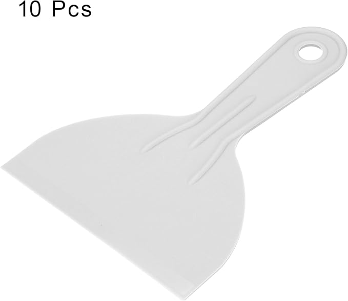 HARFINGTON 10pcs Putty Scraper 4.9" Width 1.7mm Thin Flexible Plastic Putty Knives for Taping Drywall Spreading Painting Wall Scratching Gray