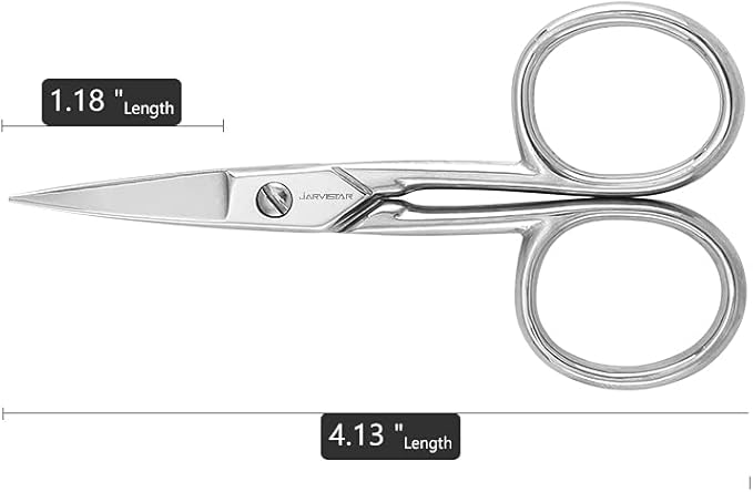 JARVISTAR Small Embroidery Curved Scissors, 4??Forged Stainless Steel Detail Craft Cutter, Sharp Pointed Tip for Fabric Sewing, Needlework, Yarn and DIY Crafts