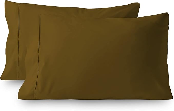 2Pcs Pillowcase 800 Thread Count 100% Egyptian Cotton Pillows for Sleeping, Soft & Silky Sateen Weave Bed Pillow Cover Long-Staple Standard Pillowcase Set of 2 Size (20"x30") - Taupe Solid