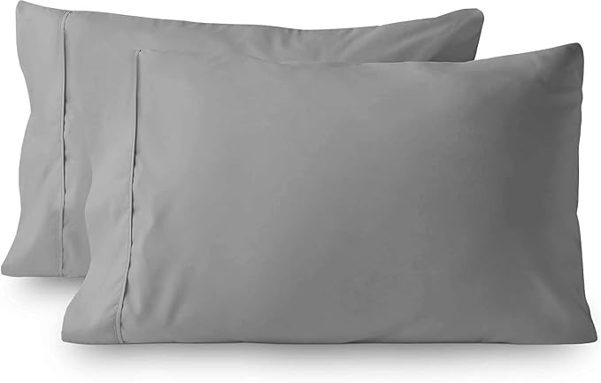 2Pcs Pillowcase 800 Thread Count 100% Egyptian Cotton Pillows for Sleeping, Soft & Silky Sateen Weave Bed Pillow Cover Long-Staple Standard Pillowcase Set of 2 Size (20"x40") - Silver Solid