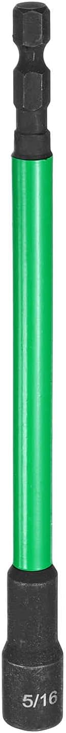 HARFINGTON Nut Driver Drill Bit 5/16 Inch SAE Socket 1/4" Hex Shank 6" (150mm) Extra Long Magnetic 6-Point Sockets Quick Change CR-V Steel Bolt Setters for Power Drill Drivers
