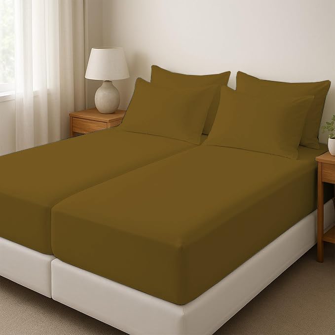 Silentnight Split California King Sheets for Adjustable Beds 5-Piece Split California King Sheet Set, 800 Thread Count 100% Egyptian Cotton,15" Deep Pocket Adjustable Bed Sheets, Taupe Solid