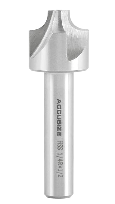 Accusize Industrial Tools Hss Corner Roudning End Mill, 1/4'' Radius, 1/2'' Shank Diameter, 1'' Largest Dianmeter, 3-1/8'' Oal, 1011-1412