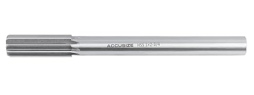Accusize Industrial Tools 1'' H.S.S. M2 Straight Shank Straight Flute Chucking Reamer, Flute Length 2-3/4'', Oal 10-1/2'', 8 Flute, 5015-0285