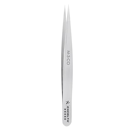 Excelta M-3-CO Cobaltima Miniature Straight Very Fine Point Tweezers, Heat Resistant to 932°F, Anti-Magnetic, 3.13" Long, Elite