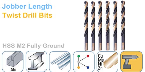 6PCS, 3/8", Black and Gold Finish,Drill Bits