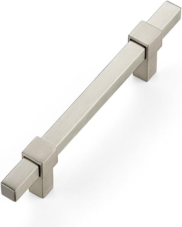 1 Pack Brushed Nickel Cabinet Handles - 3-3/4" Hole Center Cabinet Pulls Drawer Pulls Cabinet Hardware Kitchen Handles for Cabinets