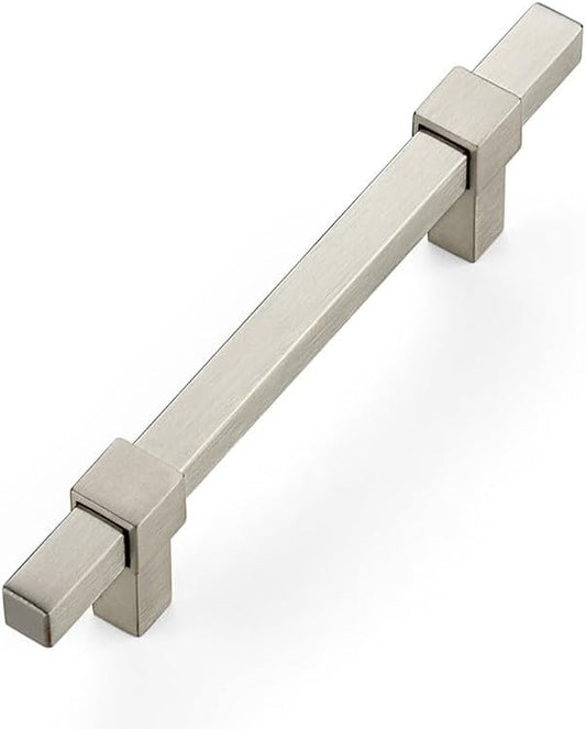 1 Pack Brushed Nickel Cabinet Handles - 3-3/4" Hole Center Cabinet Pulls Drawer Pulls Cabinet Hardware Kitchen Handles for Cabinets