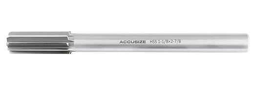 Accusize Industrial Tools 1-1/8'' H.S.S. M2 Straight Shank Straight Flute Chucking Reamer, Flute Length 2-7/8'', Oal 11'', 10 Flute, 5015-0305